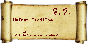 Hefner Izméne névjegykártya